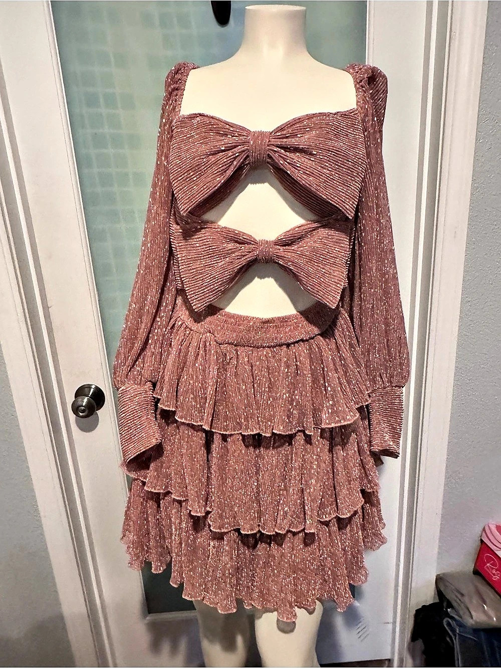 Pink Bow Cutout Mini Dress Like New